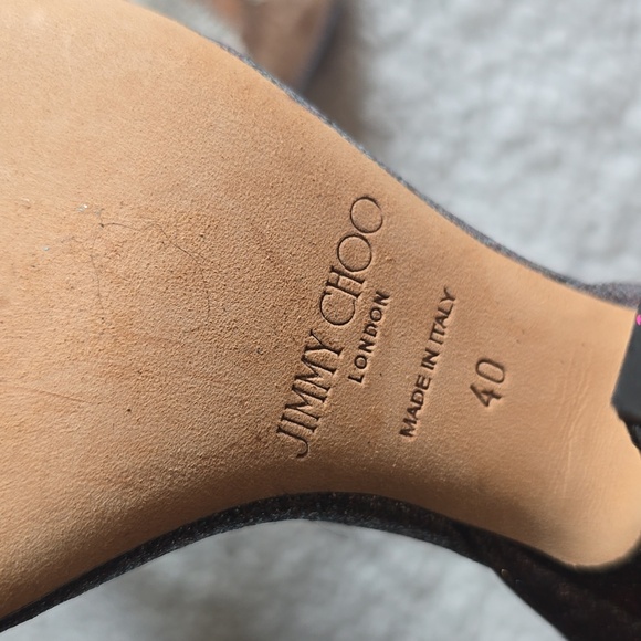 Jimmy Choo Edina 85 Ankle Strap Sparkle Sandals Luxury Leather Heels - Picture 3 of 17